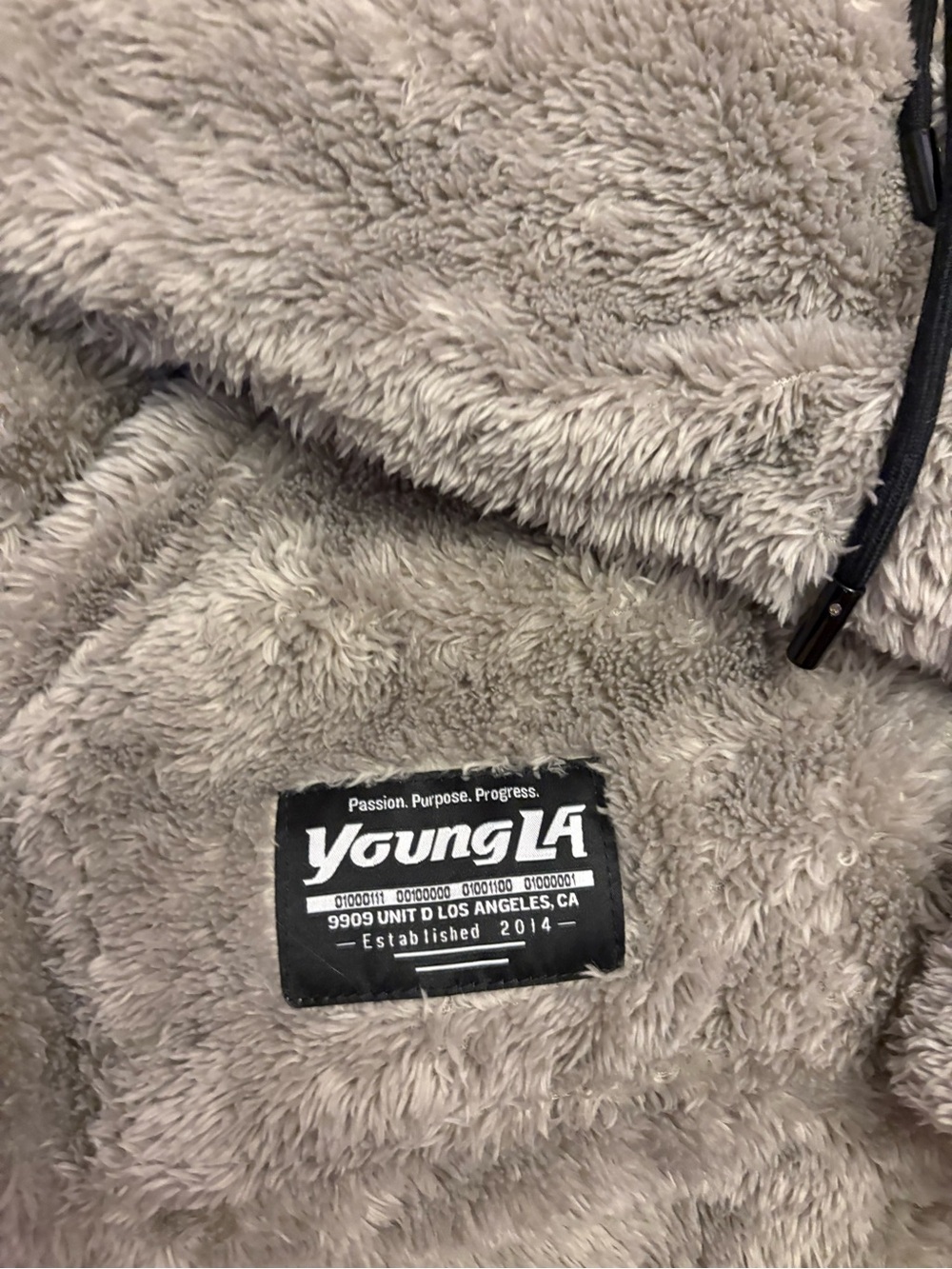 YoungLA Plush Light Gray Hooded Zip Jacket - Picture 2 of 3